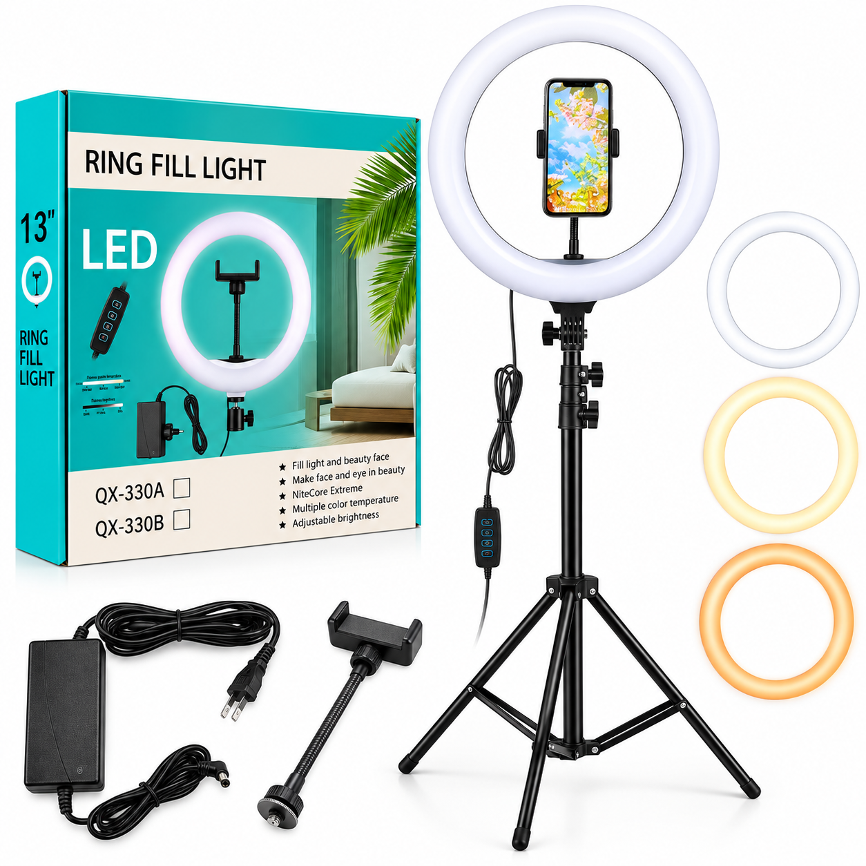 Ring Light With Tripod Stand 13"
