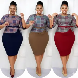 PLAID PEPLUM BODYCON DRESS